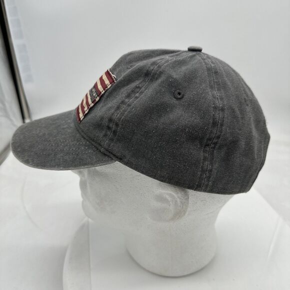 Holden Beach Hat Adult One Size Gray Strap Back Cap North Carolina USA flag - Picture 2 of 7